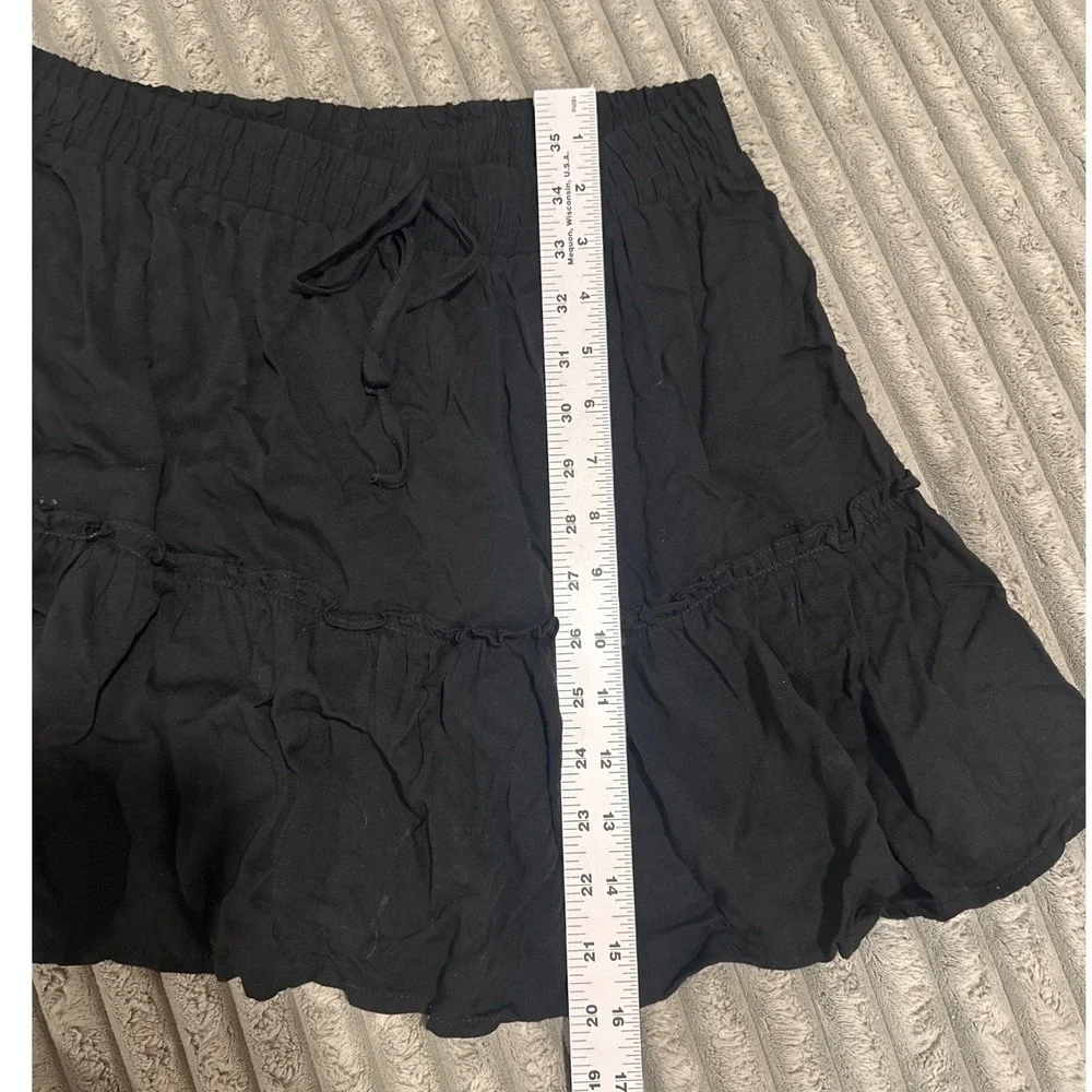 Shinestar Womens Black Tiered Mini Skirt Elastic Waist Ruffle Hem Size Medium